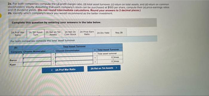 information from the financial statements of two companies competing in the same