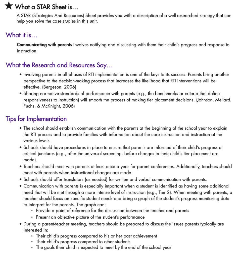 within the response to intervention (RTI) approach. There are two prerequisites for