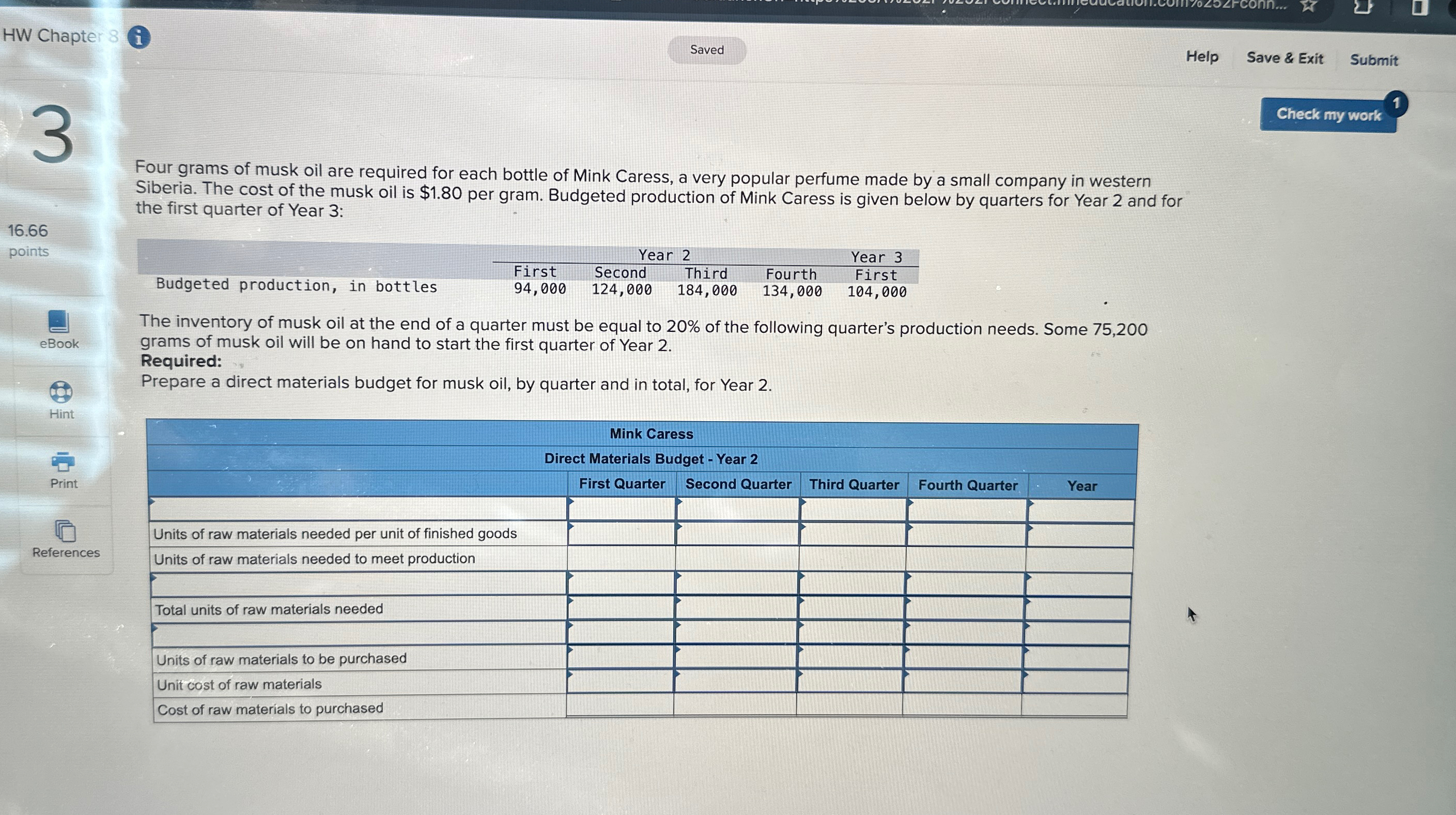  HW Chapter 8 Help Save & Exit Submit Four grams of
