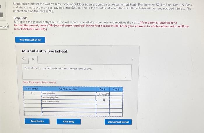 help. record 10 month note with interest rate if 9% South End