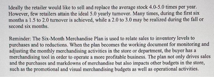 profitable business. The plan relates the sales volume to the stock levels,