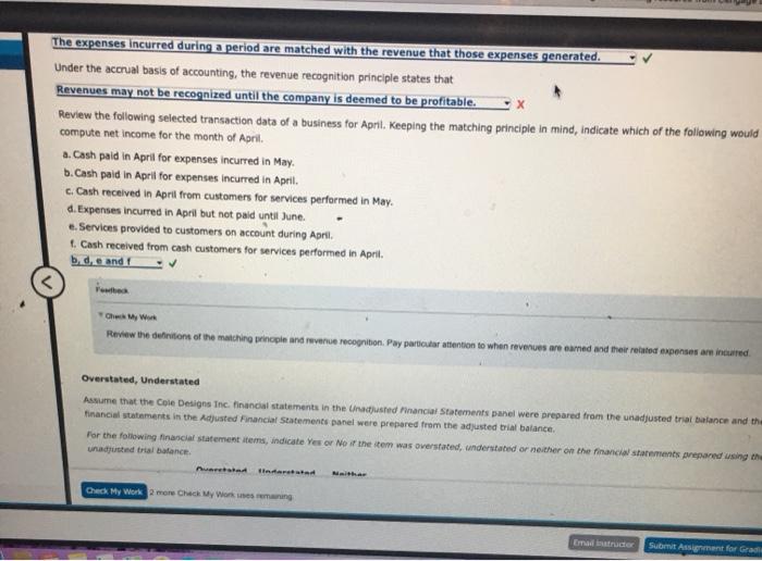 2013 ees earned $70,200 Nages expense (44,450) Net income $25,750 Cole Designs