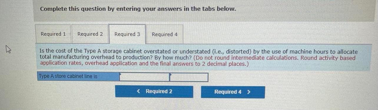 storage cabinets-Type A and Type B-and applies manufacturing overhead to all units