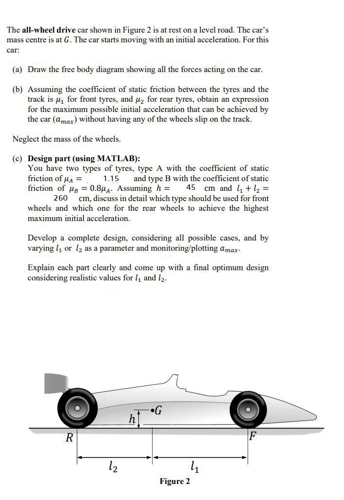 Need help with part c The all-wheel drive car shown in