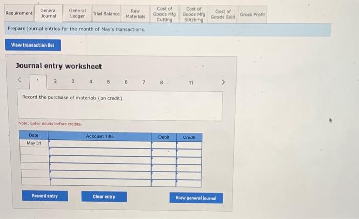 balls in two sequential processes: Cutting and Stitching. All direct materlals enter