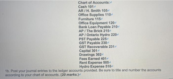 much Case Studies 1a. Journalize the following entries. Refer to the chart