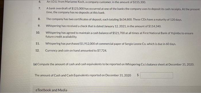 attempting to determine the amount of cash to be reported on its