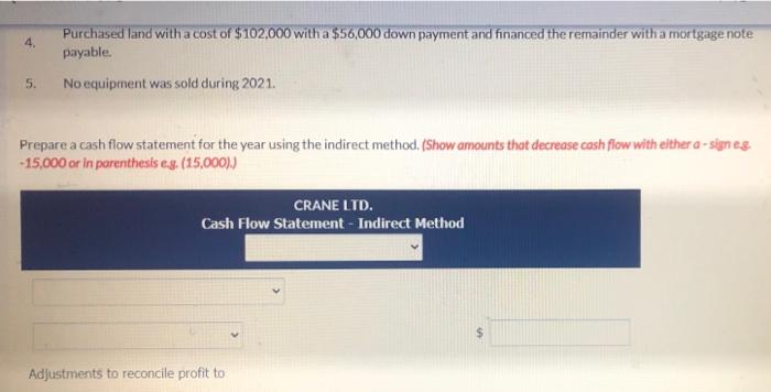 and 2020. CRANE LTD. Balance Sheet May 31 Assets 2021 2020 Cash