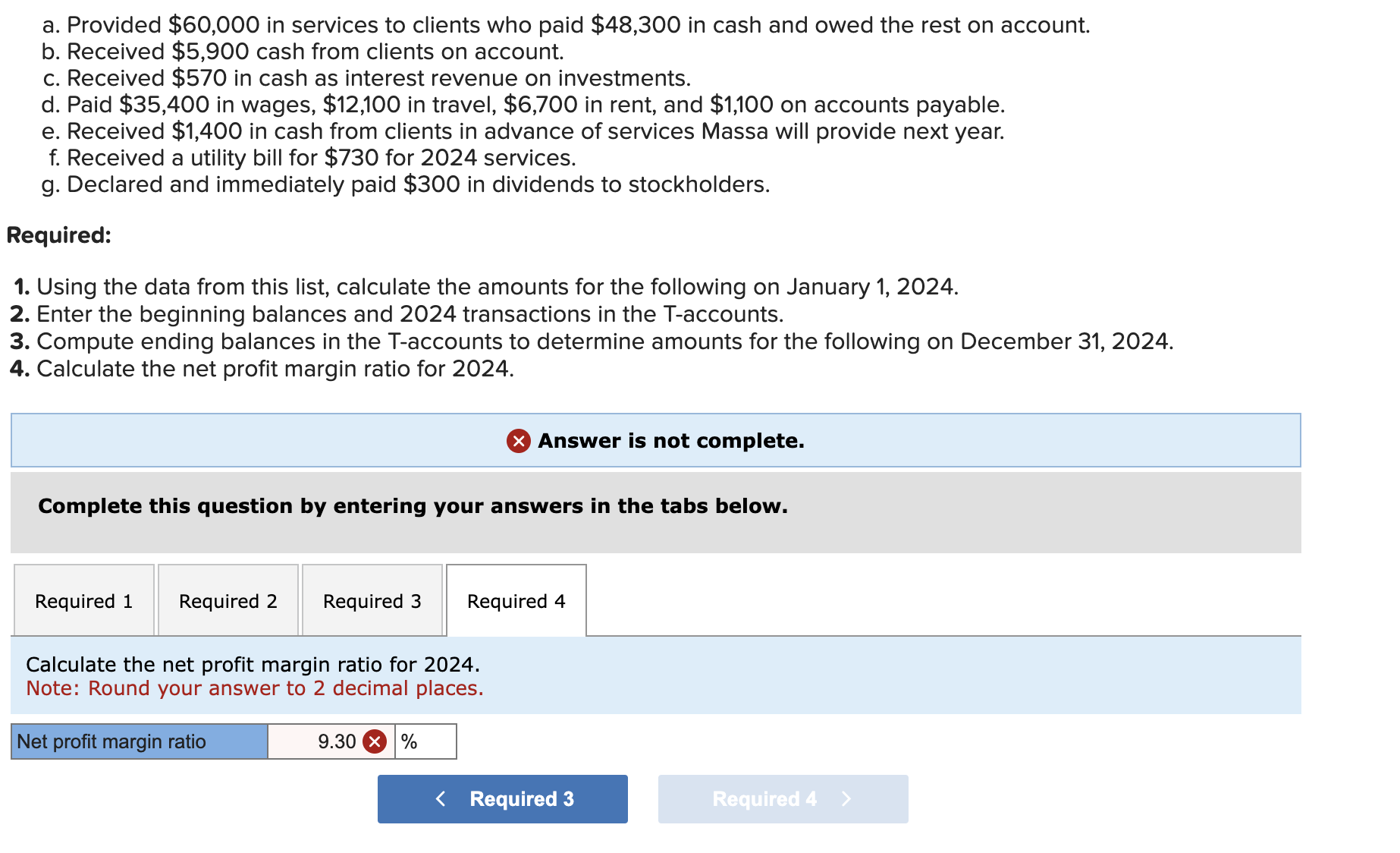  a. Provided $60,000 in services to clients who paid $48,300 in