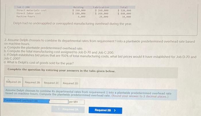 D-70 and Job C-200? d. What is Delph's cost of goods sold