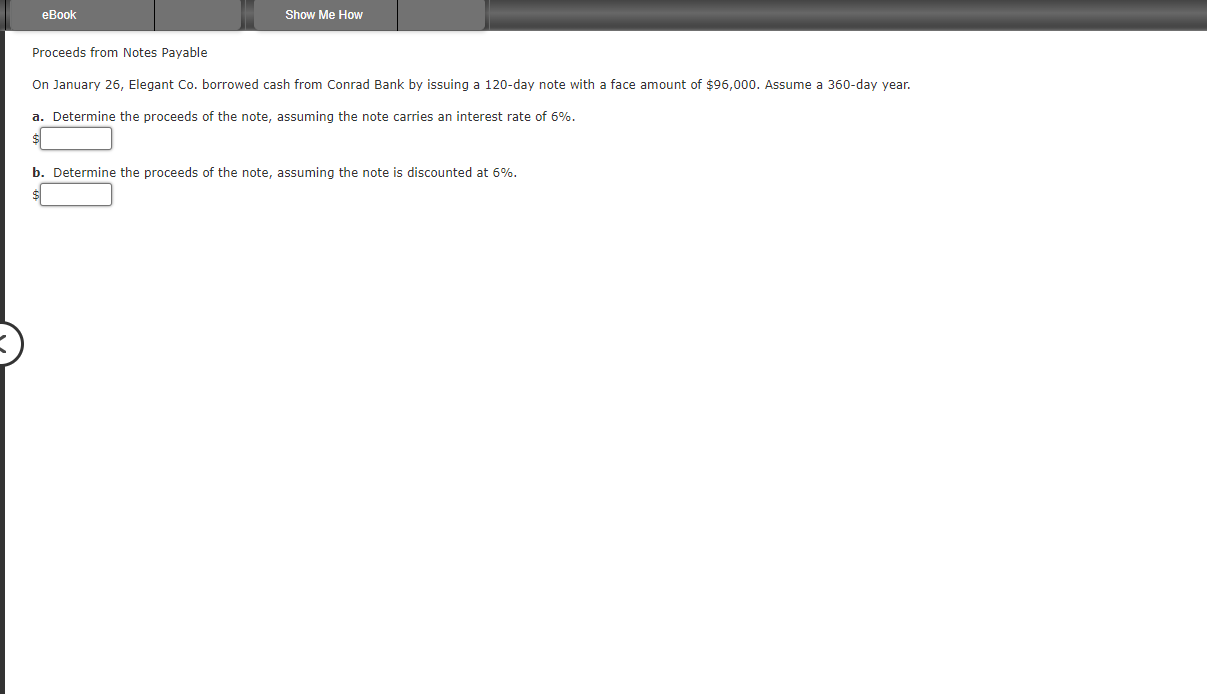  Proceeds from Notes Payable On January 26, Elegant Co. borrowed cash