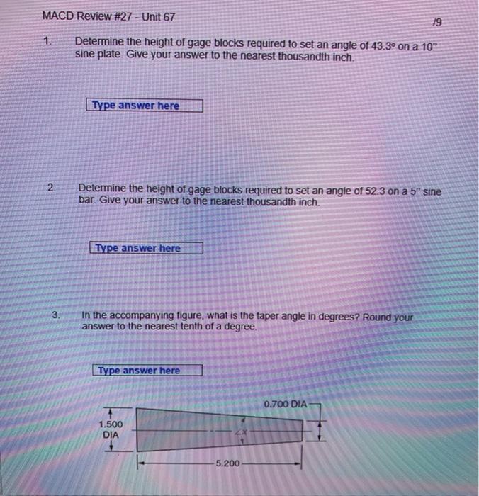  MACD Review #27 - Unit 67 19 1. Determine the height