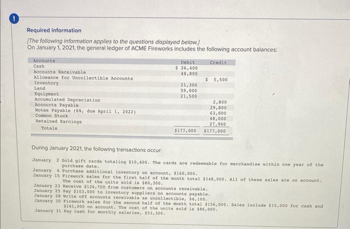 This is all that the question provided Required information [The following