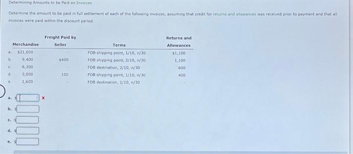 please show where all numbers come from, thanks! Determining Amounts to be