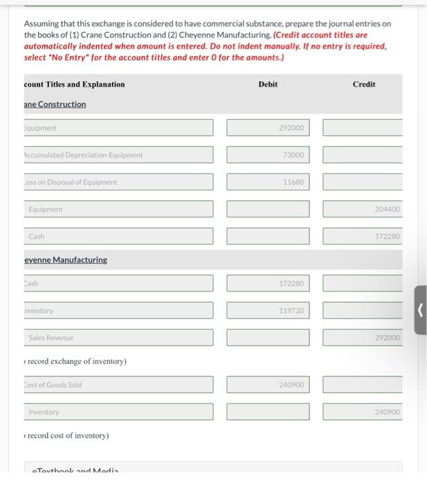 Construction trades an old crane that has a book value of $131,400