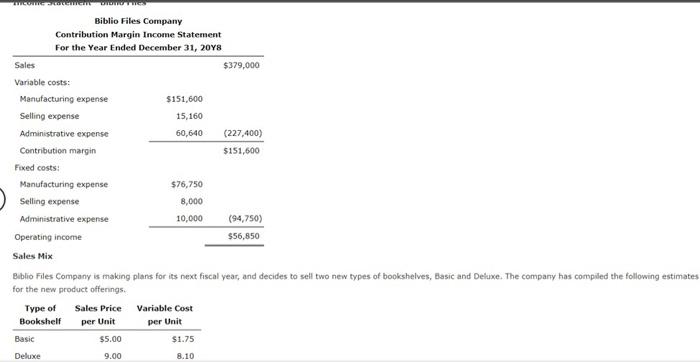 - Biblio Files Bblio Fites Company Contribution Margin Income Statement For the