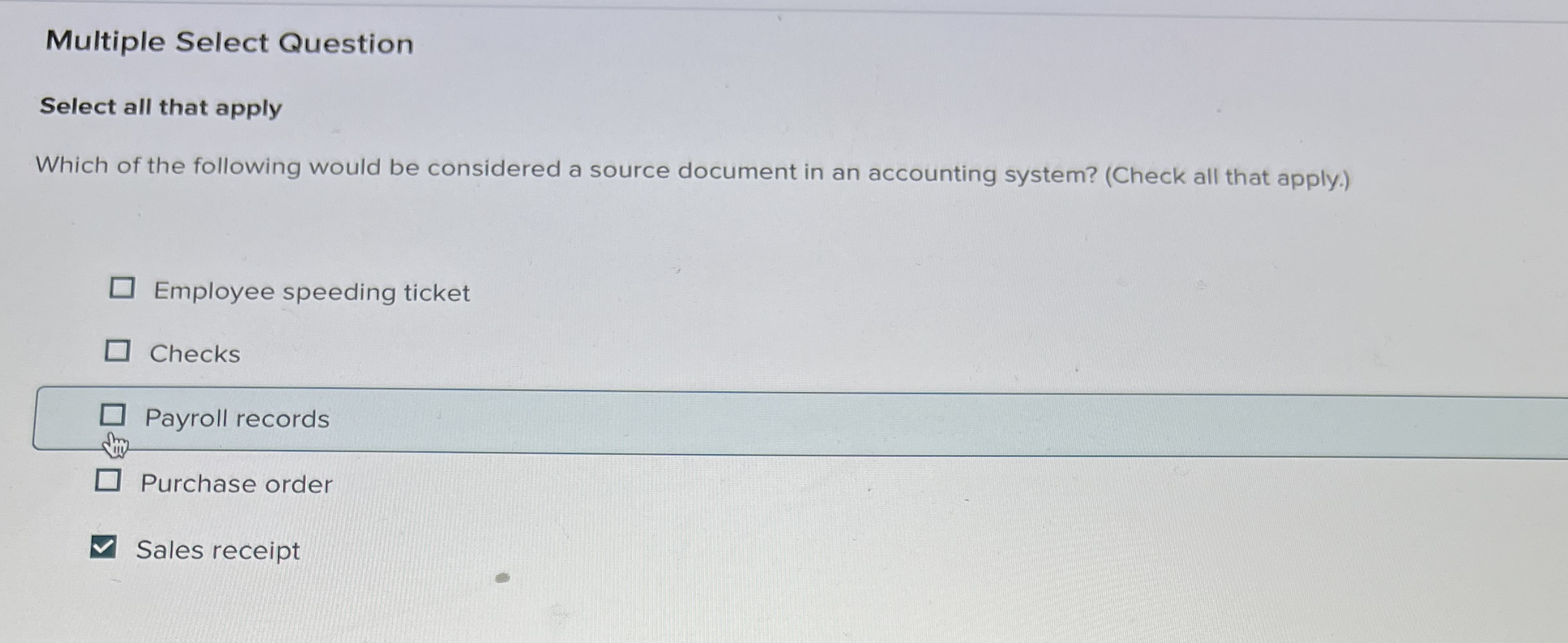  Multiple Select Question Select all that apply Which of the following