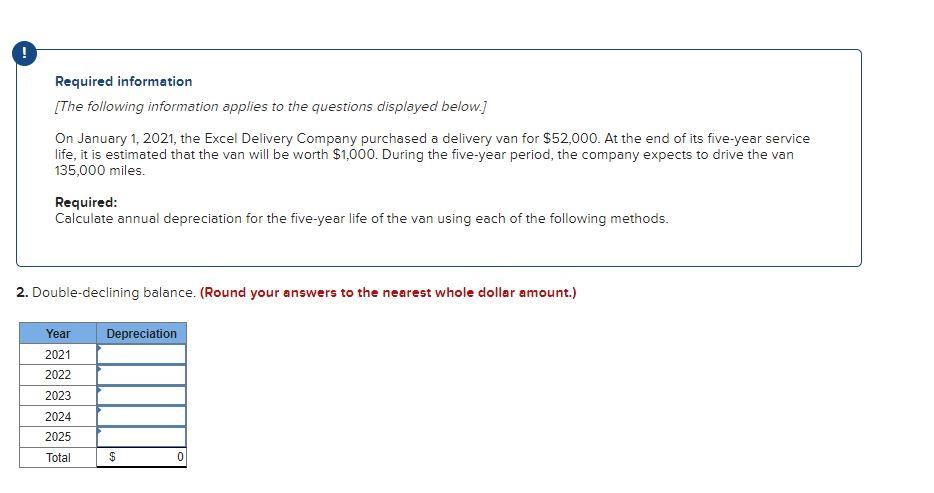 the questions displayed below.] On January 1, 2021, the Excel Delivery Company