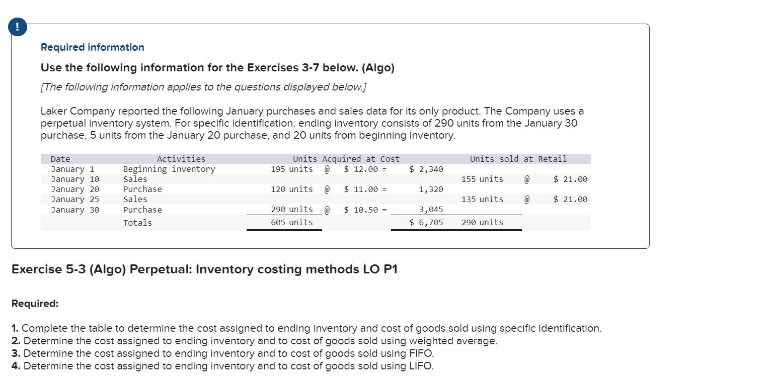Please help with the following tables! Required information Use the following