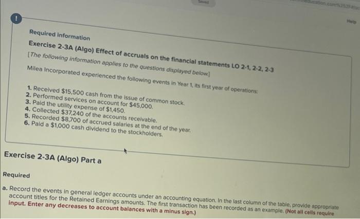 Pls answer all, this is all one question Help Required information Exercise