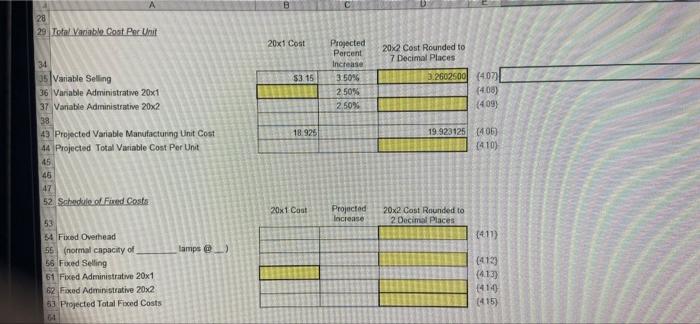 increases or decreases to current costs. The present costs to manufacture one