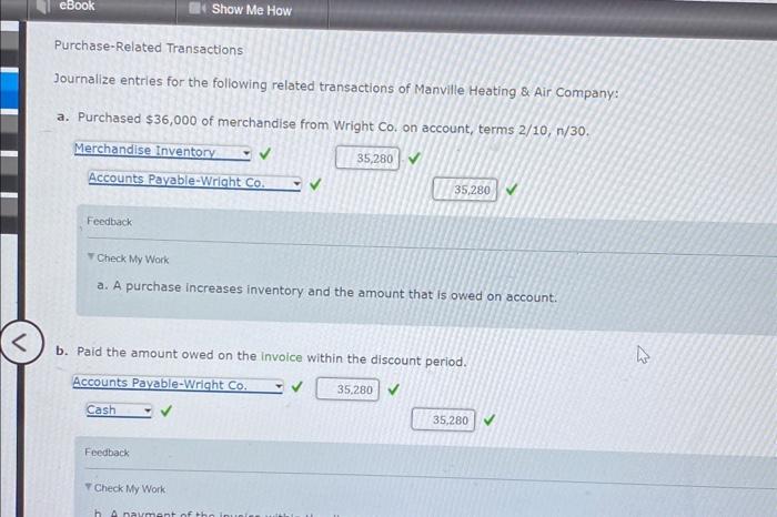 need help with wuestion c and e please!!!! Purchase-Related Transactions Journalize entries
