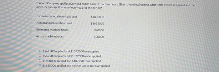 I will give a thumbs up for the correct answer Concord Company