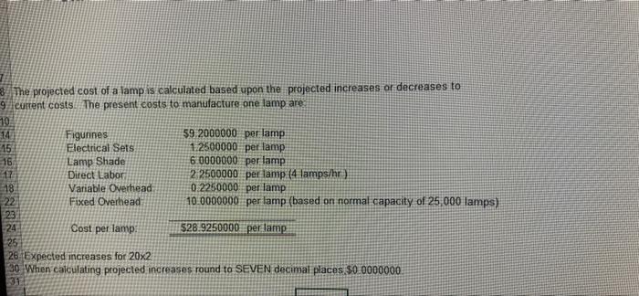 0000000 30 When calculating projected increases round to SEVEN decimal places. So