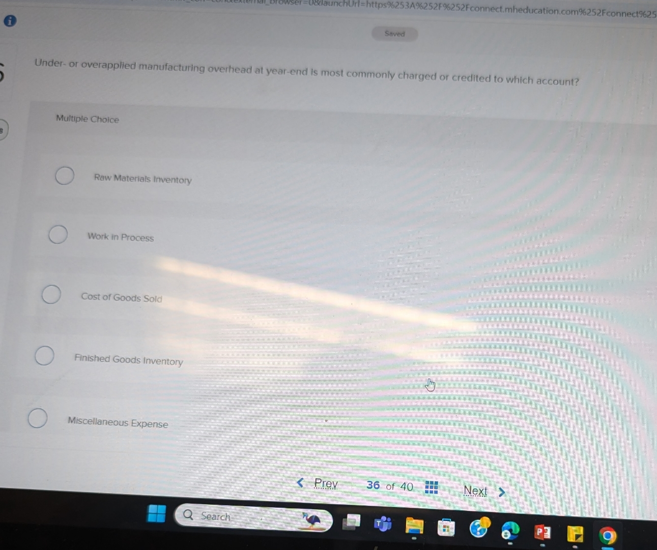 Under- or overapplied manufacturing overhead at year-end is most commonly charged