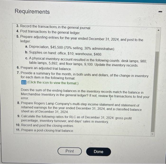 ledger. 5. Prepare adjusting entries for the year ended December 31, 2024,