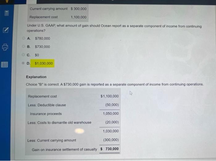 you FAR F1 Conceptual Framework and Financial Reporting MCQ-00216 Ocean Corp.'s comprehensive