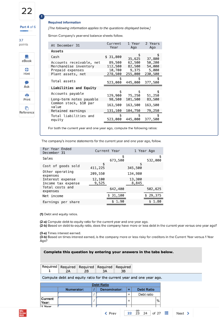 Required information [The following information applies to the questions displayed below.] Simon