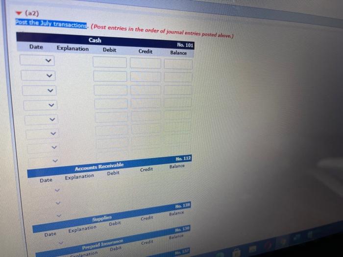Cleaning Service on July 1, 2020. During July, the following transactions were