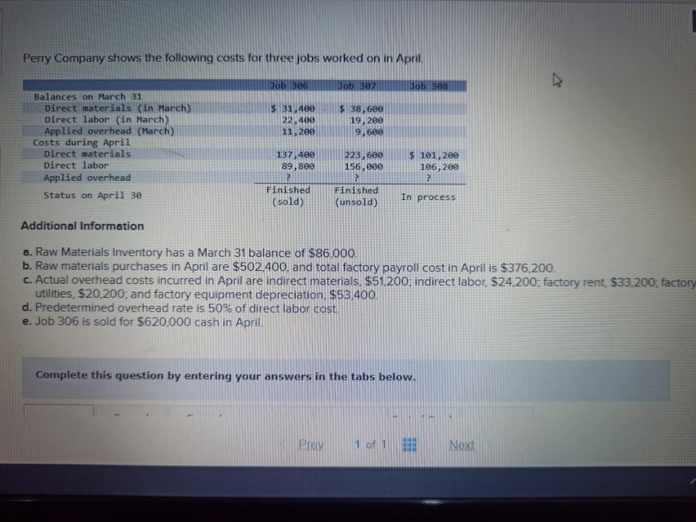 Its my last attempt so please do it correct. Perry Company shows