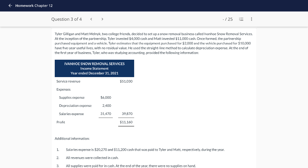  please show all work Homework Chapter 12 Question 3 of 4