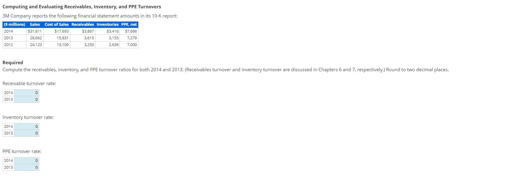Please answer in a similar format Computing and Evaluating Receivables, Inventory, and
