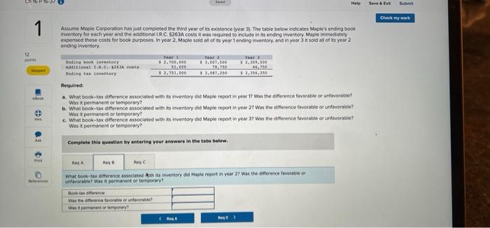 1 12 Assume Maple Corporation has just completed the third year of