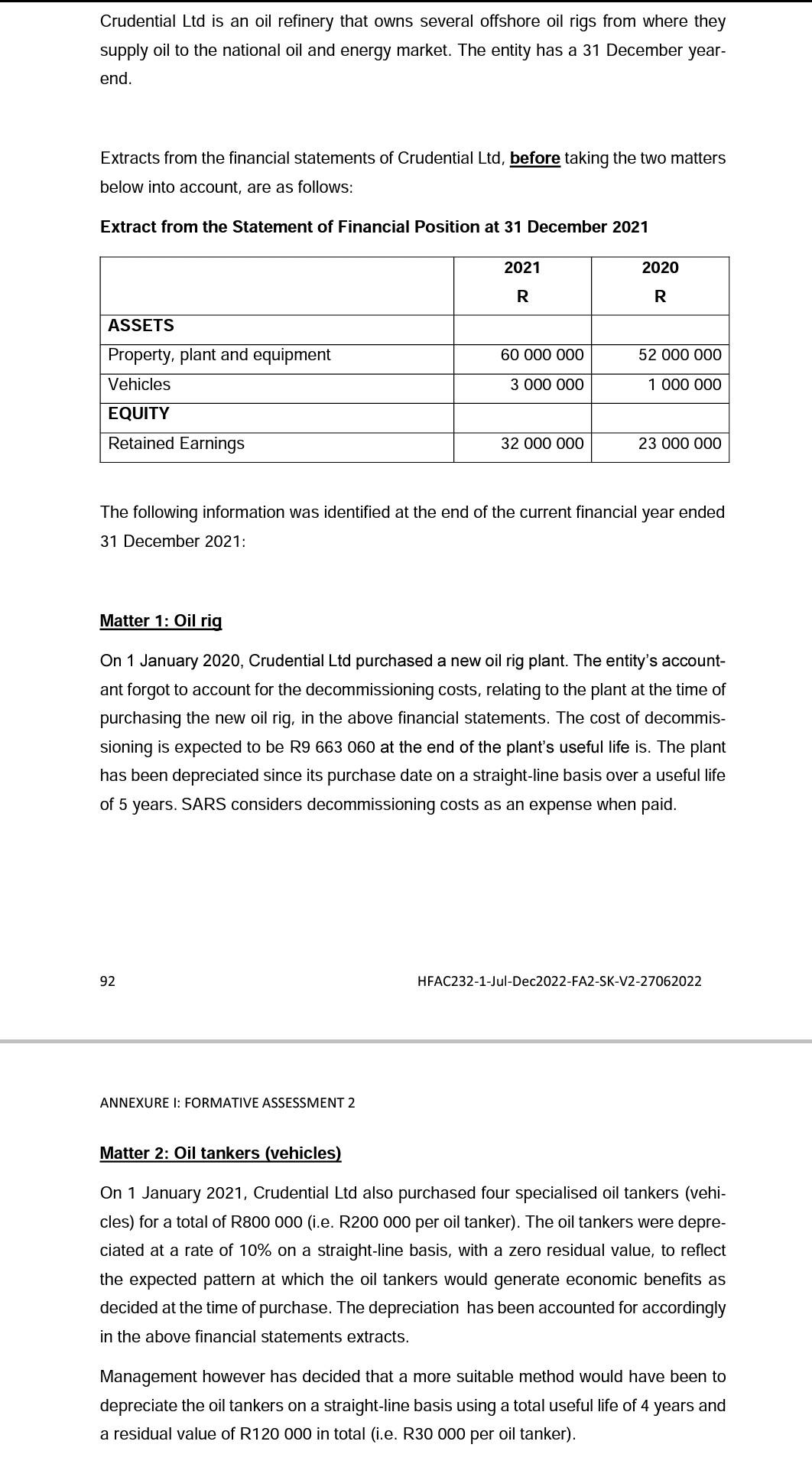 notes are required. Round to the nearest Rand where applicable. Crudential Ltd