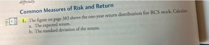 chapter 10 1. difficulty Common Measures of Risk and Return 1. The