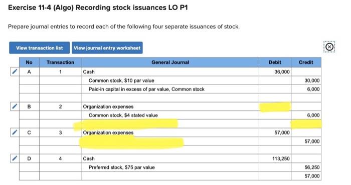 Use the following information for Exercises 4-5 below. (Algo) [The following information