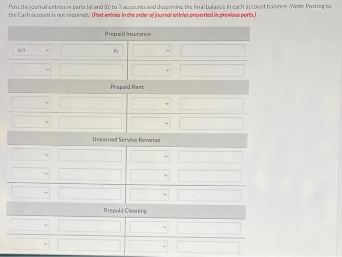 help with part C please Post the journal entries in parts (a)