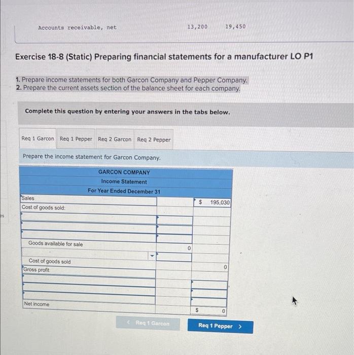 for the Exercises below. (Static) [The following information applies to the questions