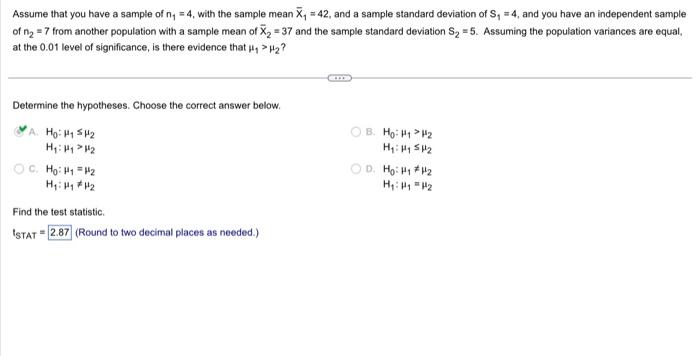 Please help me find the t-stat and p-value Assume that you have