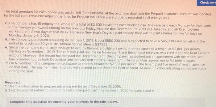 of December 31, 2019. No Transaction General Journal Debit Credit 1 a