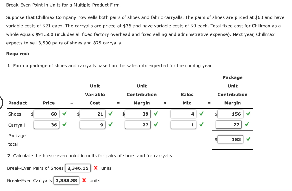 Only question 2 please Break-Even Point in Units for a Multiple-Product Firm