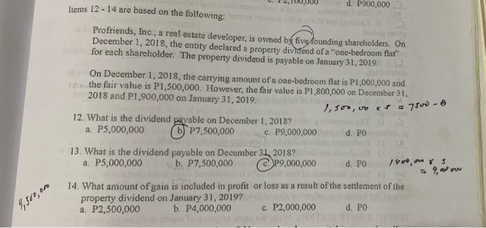  profriends, inc., a real estate developer d. P900,000 Items 12 -