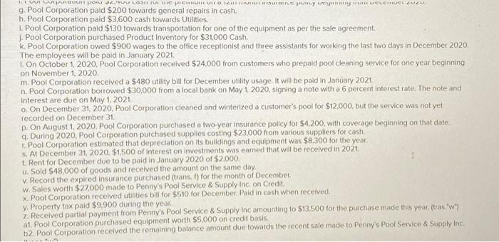 2020, Pool Corporation had $24,000 of pool cleaning supplies on hand. Record