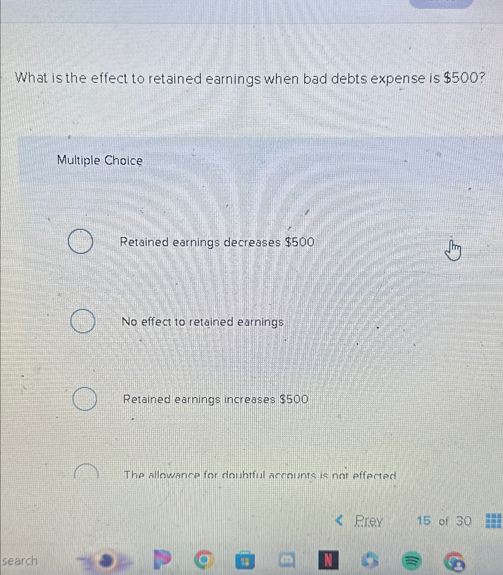  What is the effect to retained earnings when bad debts expense