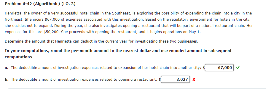 Question B only please. Problem 6-42 (Algorithmic) (LO. 3) Henrietta, the