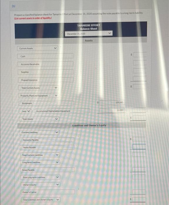 please help with Part B (b) Prepare a classified balance sheet for
